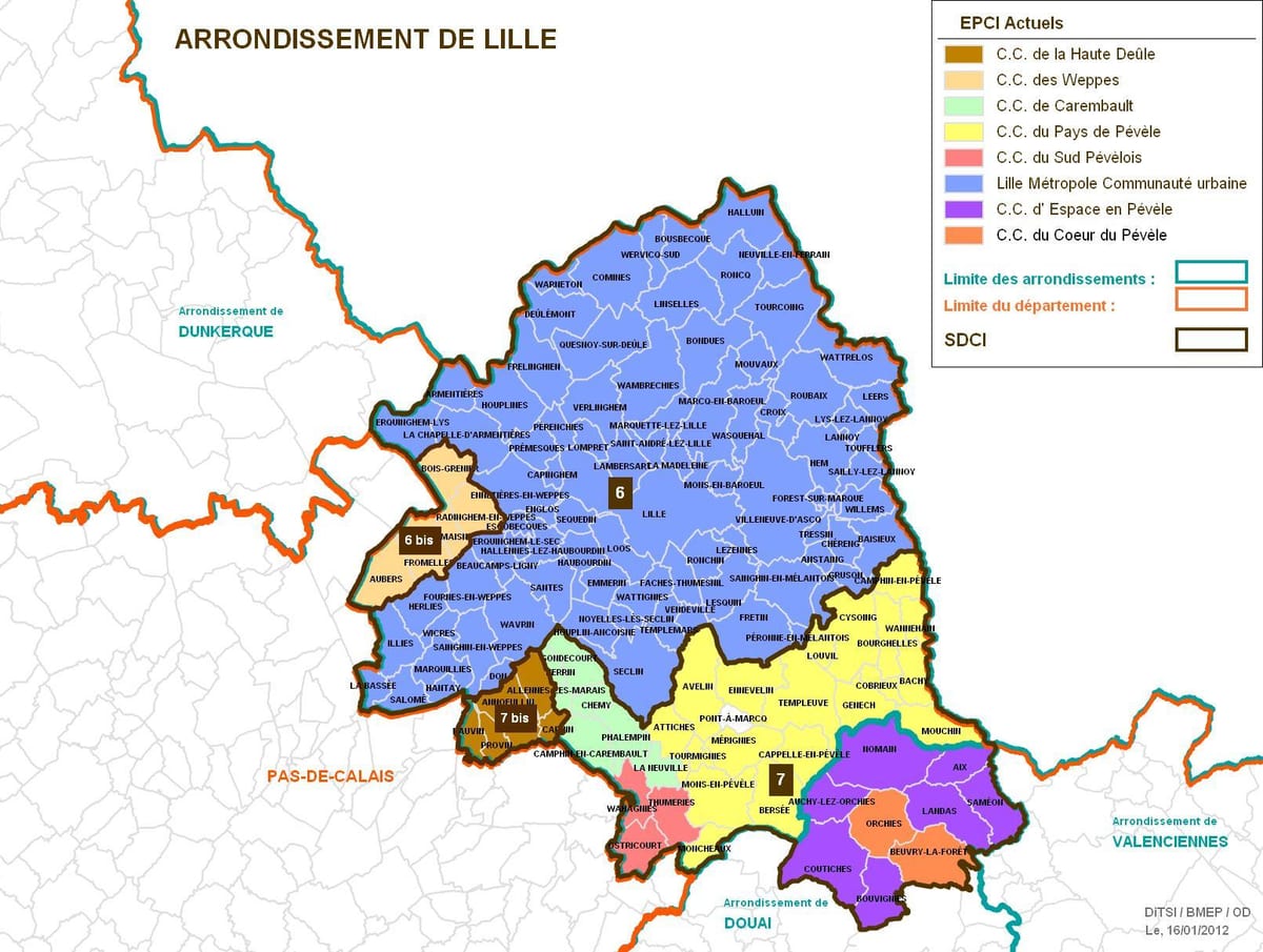 map of Lille arrondissement