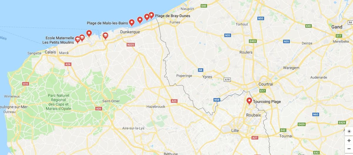 map of Lille beach
