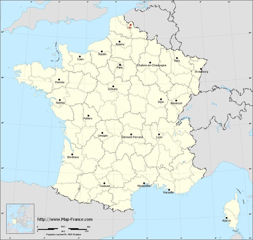 map of france showing Lille